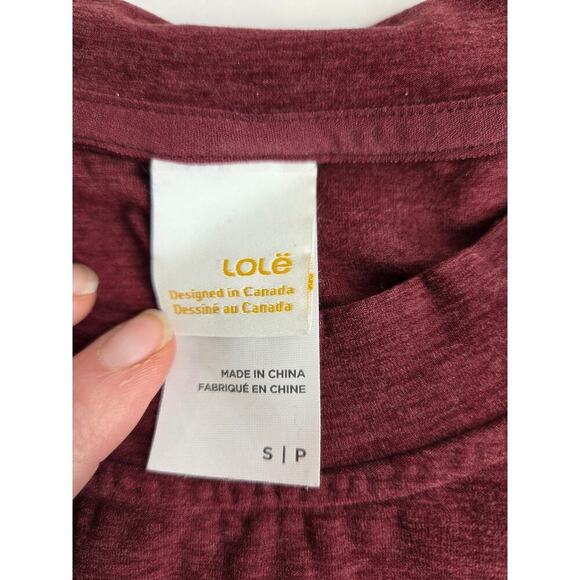 Lole Om Tech Crew Neck Top Burgundy Small Front Tie Athleisure - Picture 5 of 6